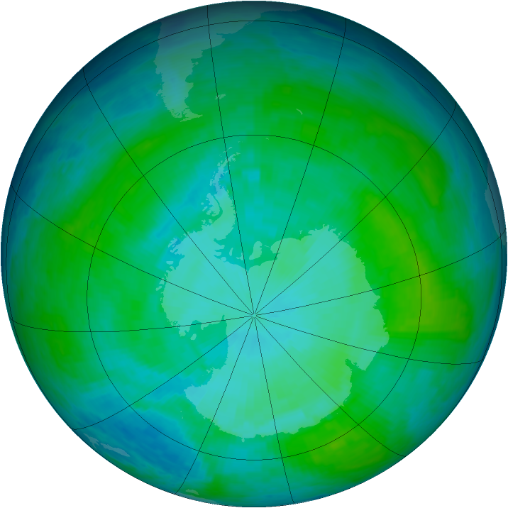 Antarctic ozone map for 08 January 1986